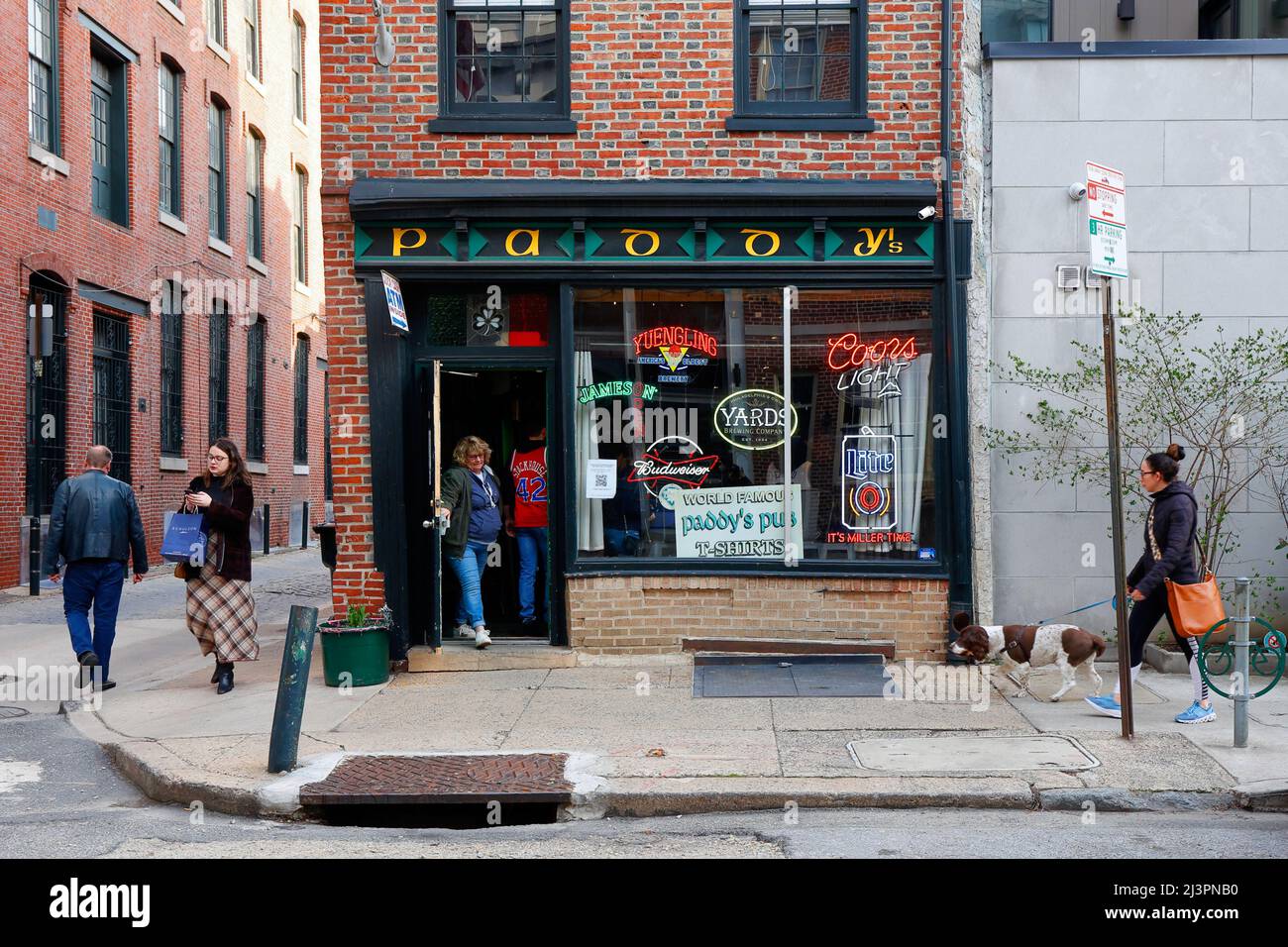 Paddy's Old City Pub, 228 Race St, Philadelphia storefront photo of a bar in the Old City neighborhood. Pennsylvania Stock Photo