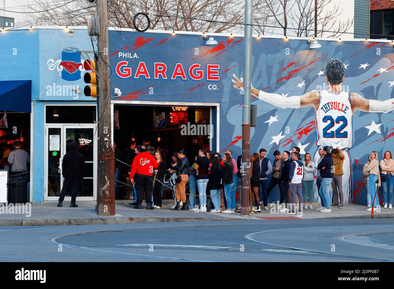 Garage, 100 E Girard Ave, Philadelphia storefront photo of a sports bar in Fishtown. Pennsylvania Stock Photo