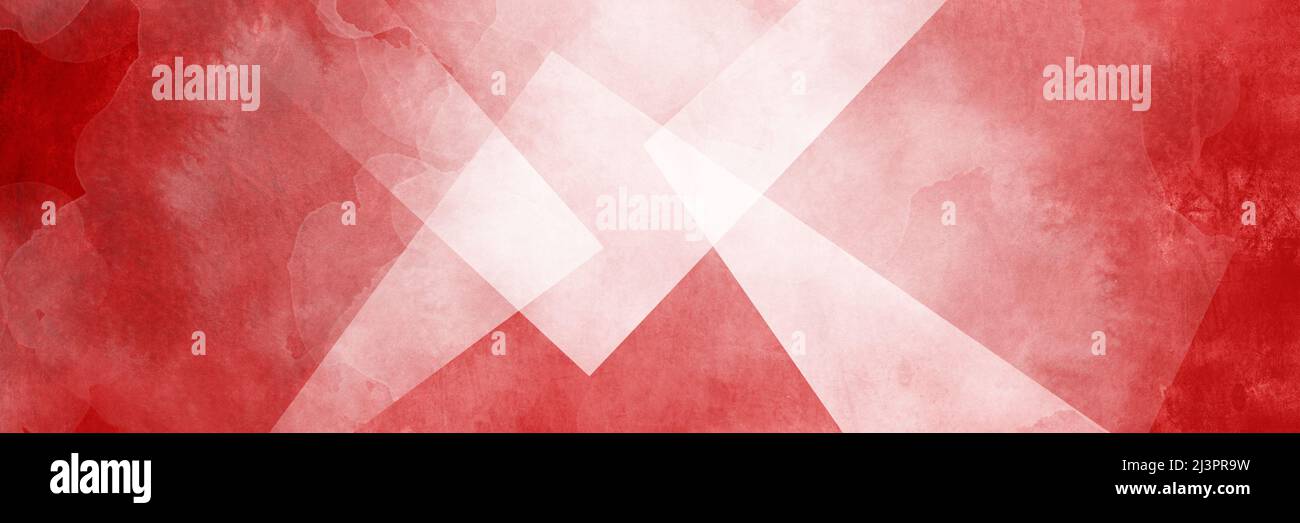 Abstract red background with white triangle shapes layered in creative modern art design for graphic art displays, distressed texture grunge painted o Stock Photo