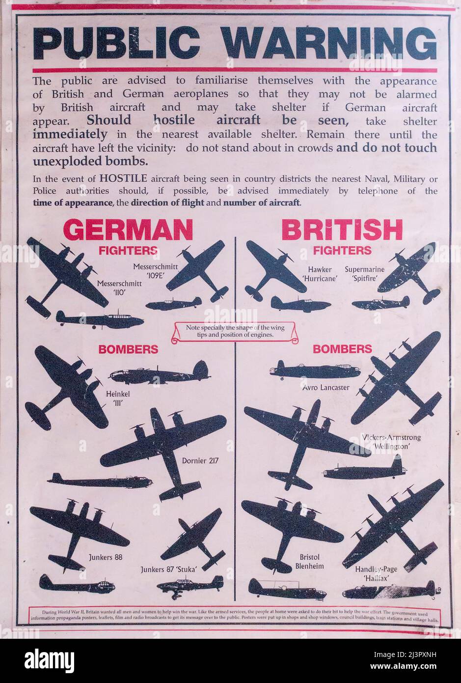 WW2 Aircraft recognition poster Stock Photo