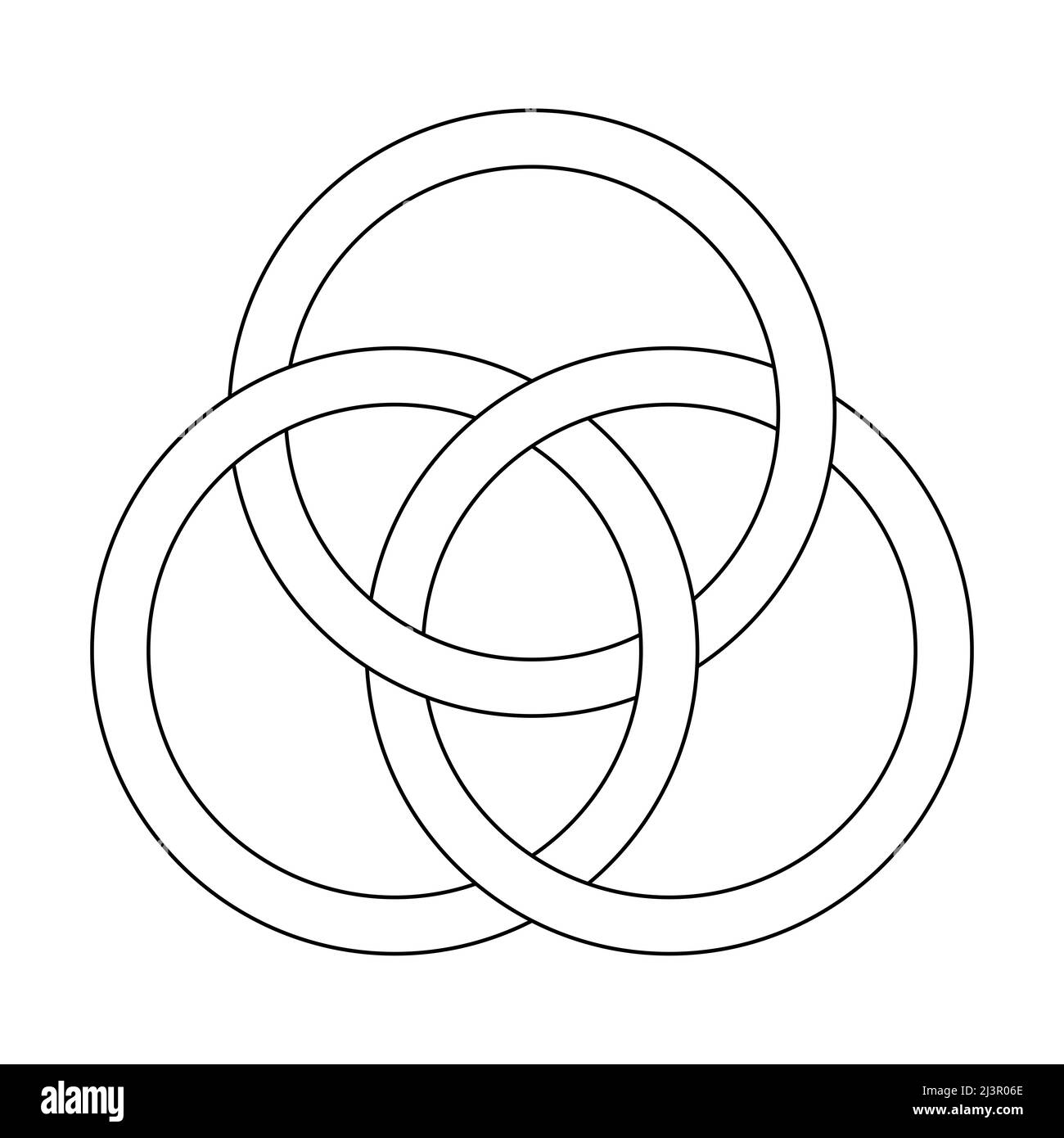 Borromean rings symbol icon illustration Stock Photo