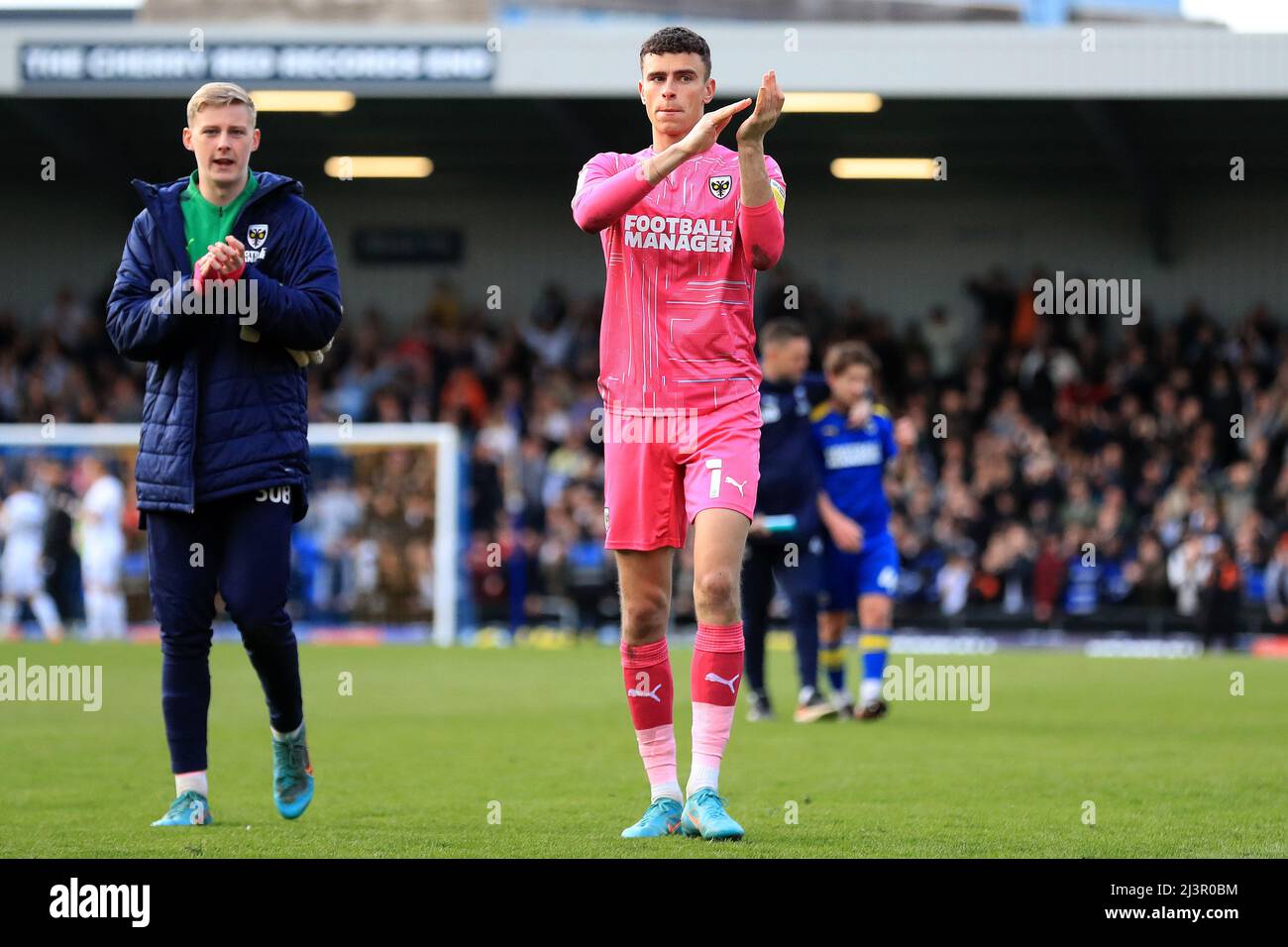 Nik Tzanev #1 of AFC Wimbledon and, Nathan Broome applaud fans at full time  Stock Photo - Alamy