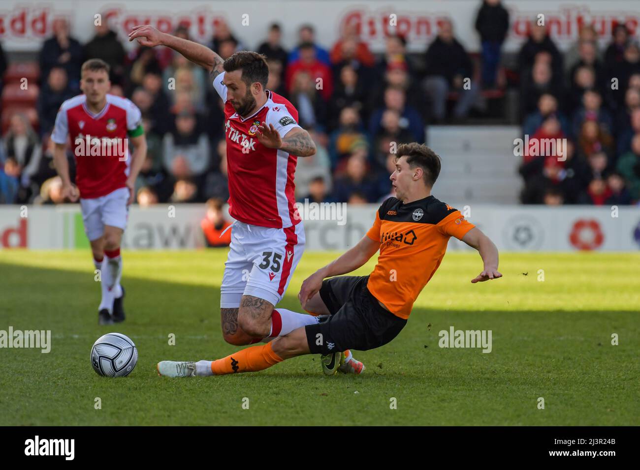 9 April 2022 Wrexham Wales . The Vanarama National League, Wrexham Play