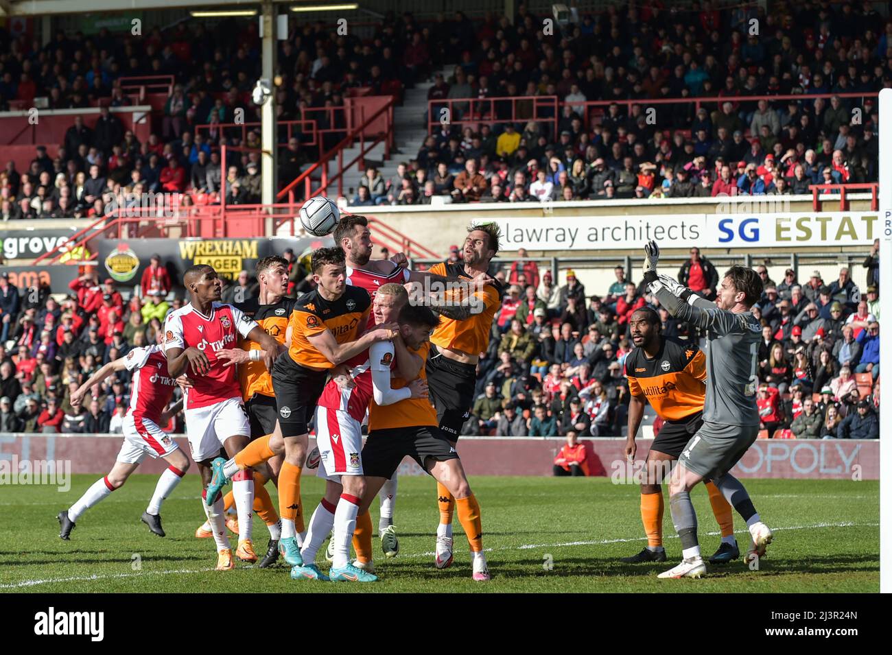 9 April 2022 Wrexham Wales . The Vanarama National League, Wrexham Play