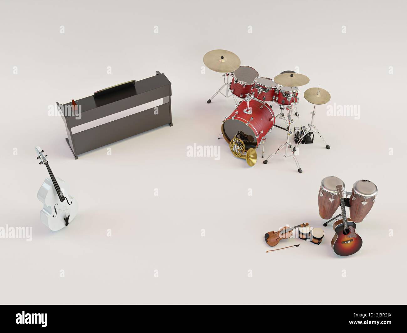 musical instruments isolated on white background 3d illustration Stock ...