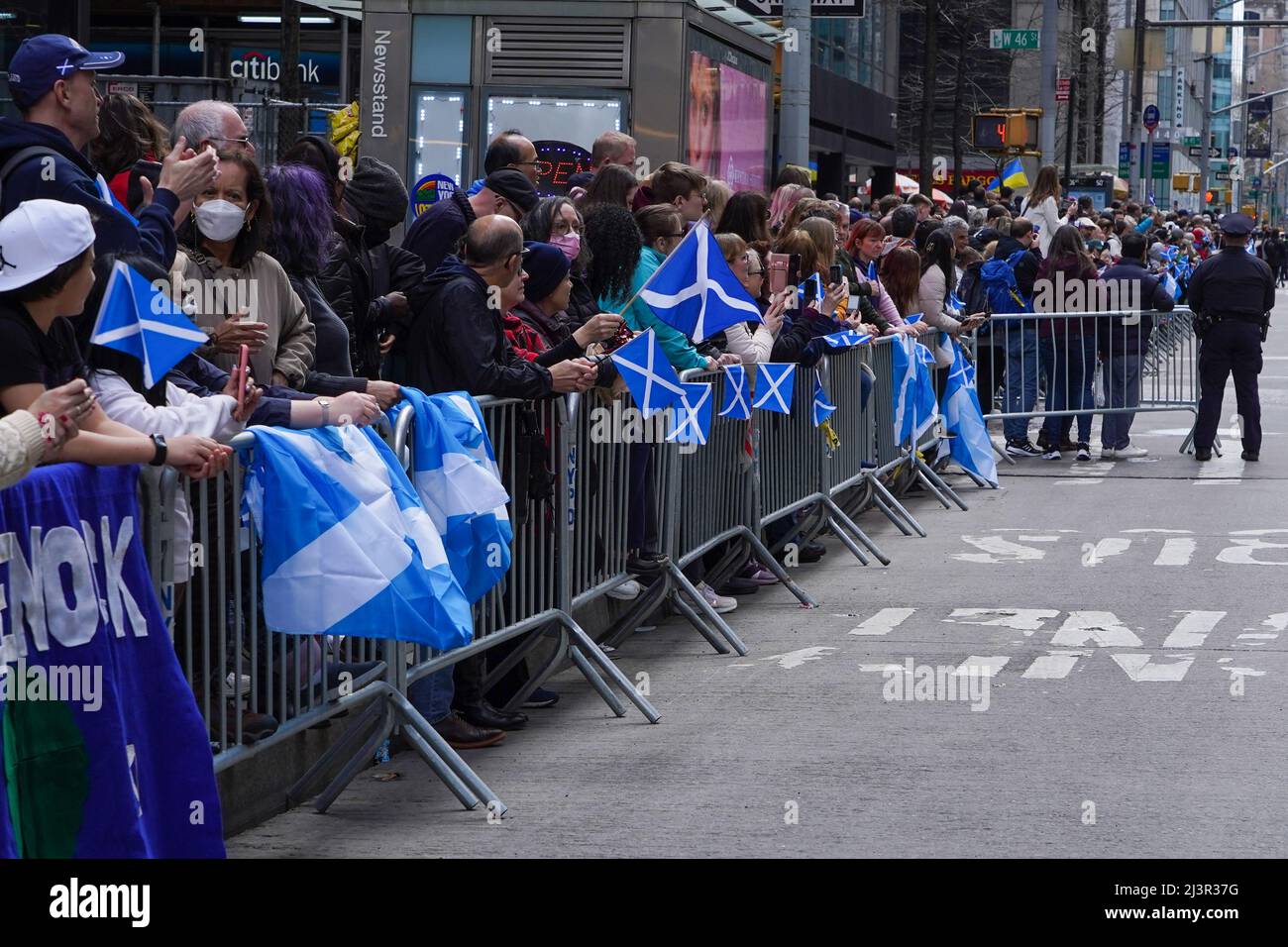 New York, USA. 9th Apr 2022. 2022 Tartan Day Parade held along 6th
