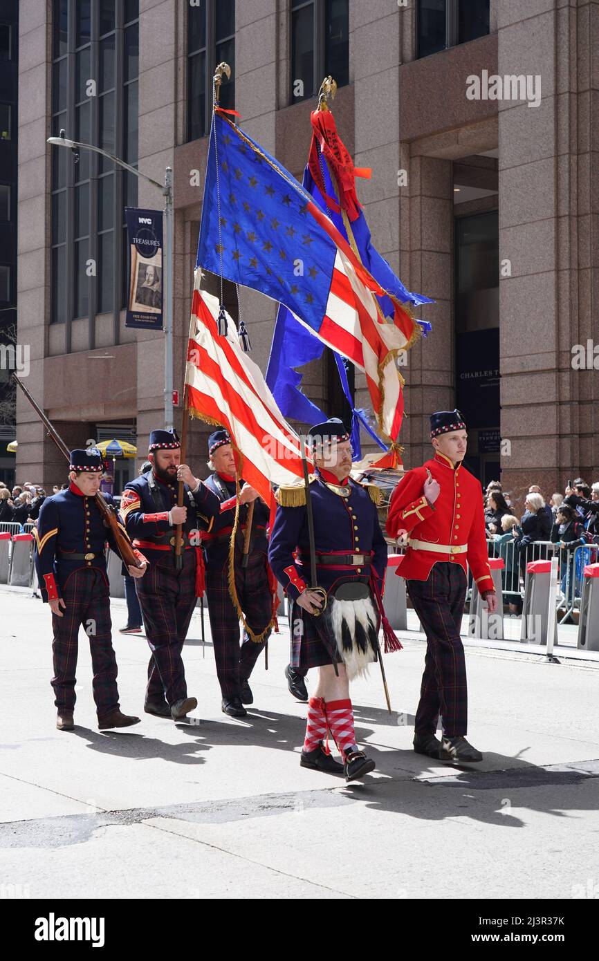 New York, USA. 9th Apr 2022. 2022 Tartan Day Parade held along 6th