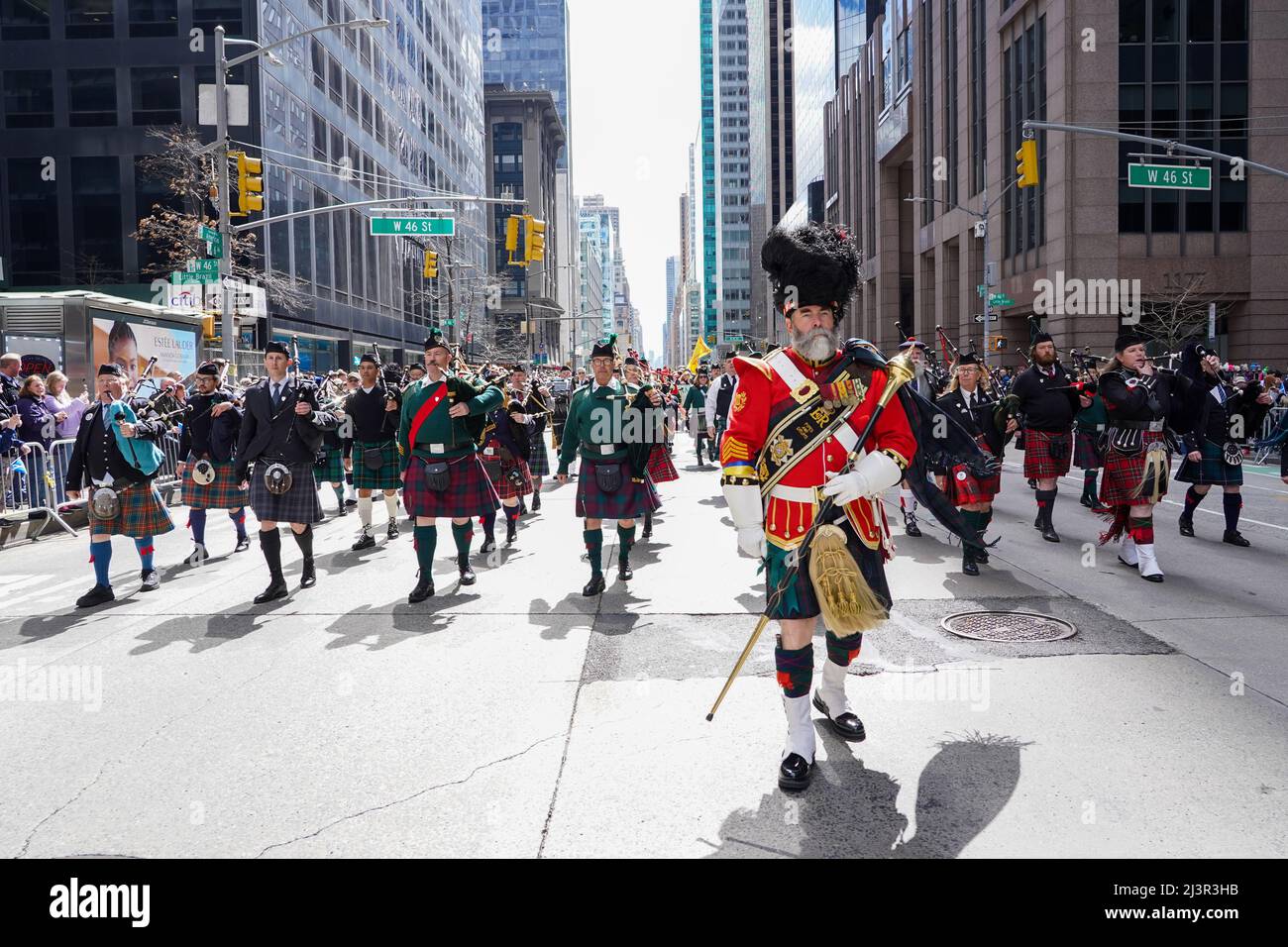 New York, USA. 9th Apr 2022. 2022 Tartan Day Parade held along 6th