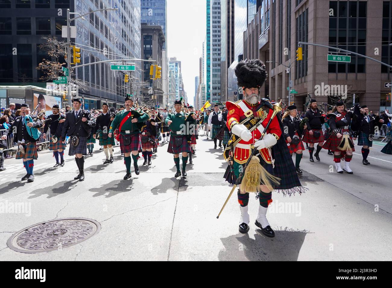 New York, USA. 9th Apr 2022. 2022 Tartan Day Parade held along 6th