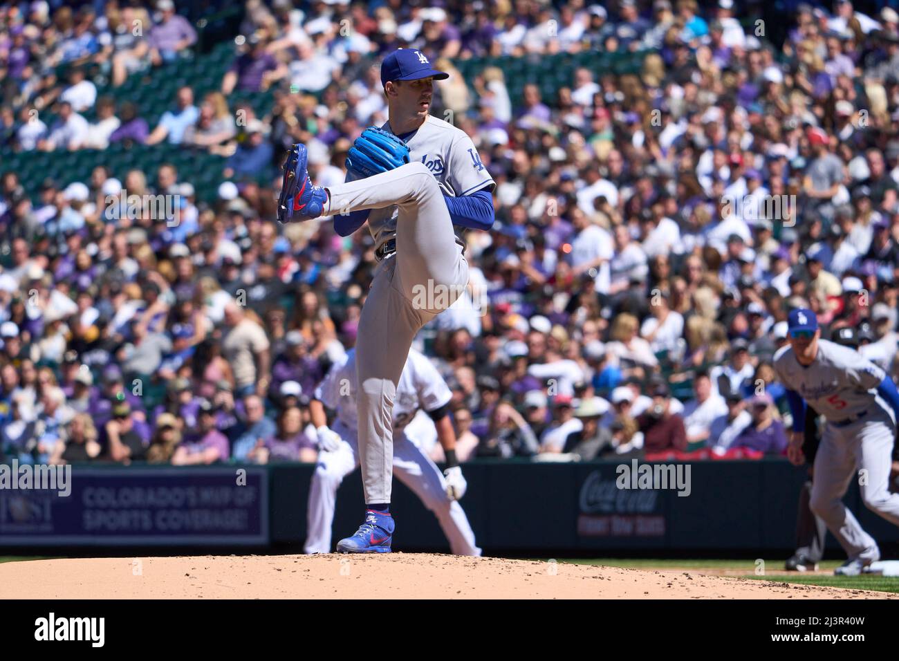 April 8 2022: Los Angeles pitcher Walker Buehler (21) makes a pitch