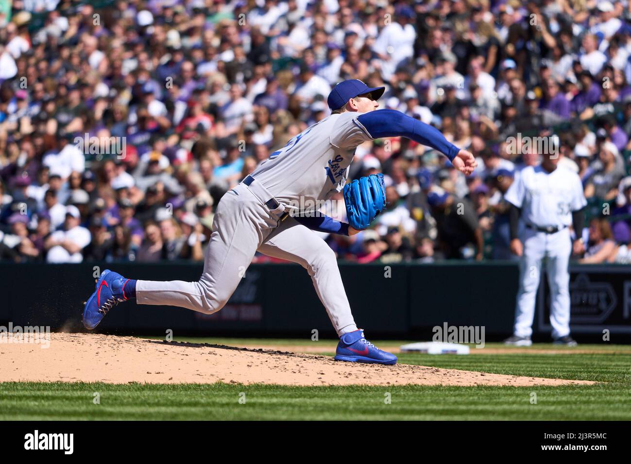 Denver CO, USA. 8th Apr, 2022. Los Angeles pitcher Walker Buehler (21 ...