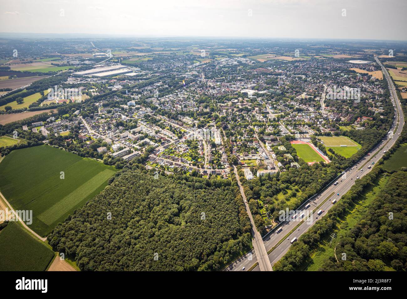 Aerial view, location view with Jahnstadion VFL Kamen in the district Kolonie Tannenberg in Kamen, Ruhr area, North Rhine-Westphalia, Germany, Luftbil Stock Photo