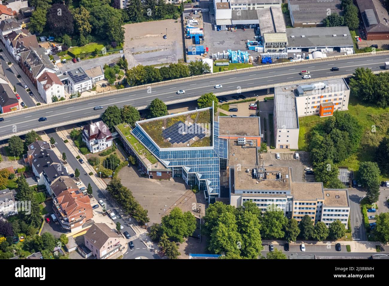 Aerial view, Kamen town hall on Hochstraße in Kamen, Ruhr area, North Rhine-Westphalia, Germany, Luftbild, Rathaus Kamen Stadtverwaltung an der Hochst Stock Photo