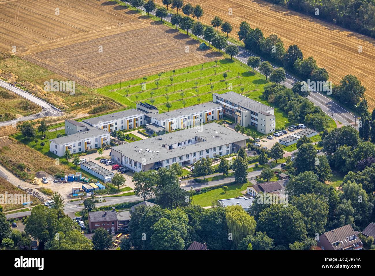 Aerial view, Peter and Paul Centre for the Elderly in the Methler district, Kamen, Ruhr area, North Rhine-Westphalia, Germany, old people's home, old Stock Photo