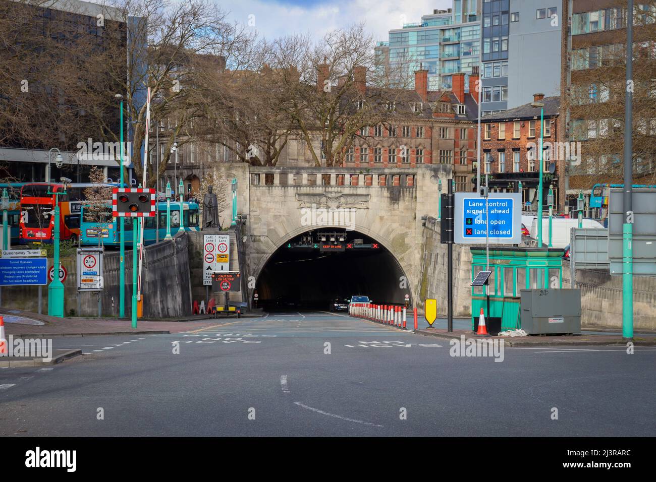 Mersey Tunnel entrance, Queensway Tunnel, Liverpool side Stock Photo