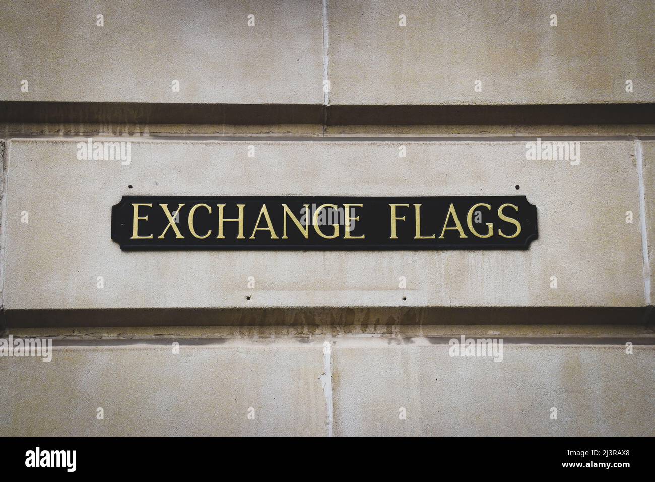 Exchange Flags Street sign, Liverpool Stock Photo Alamy