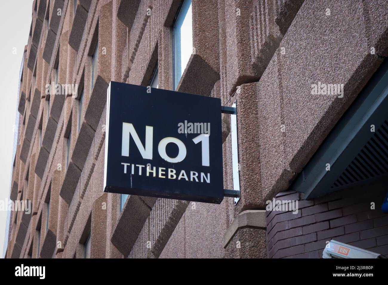 No 1 Tithebarn Street Sign, Liverpool Stock Photo