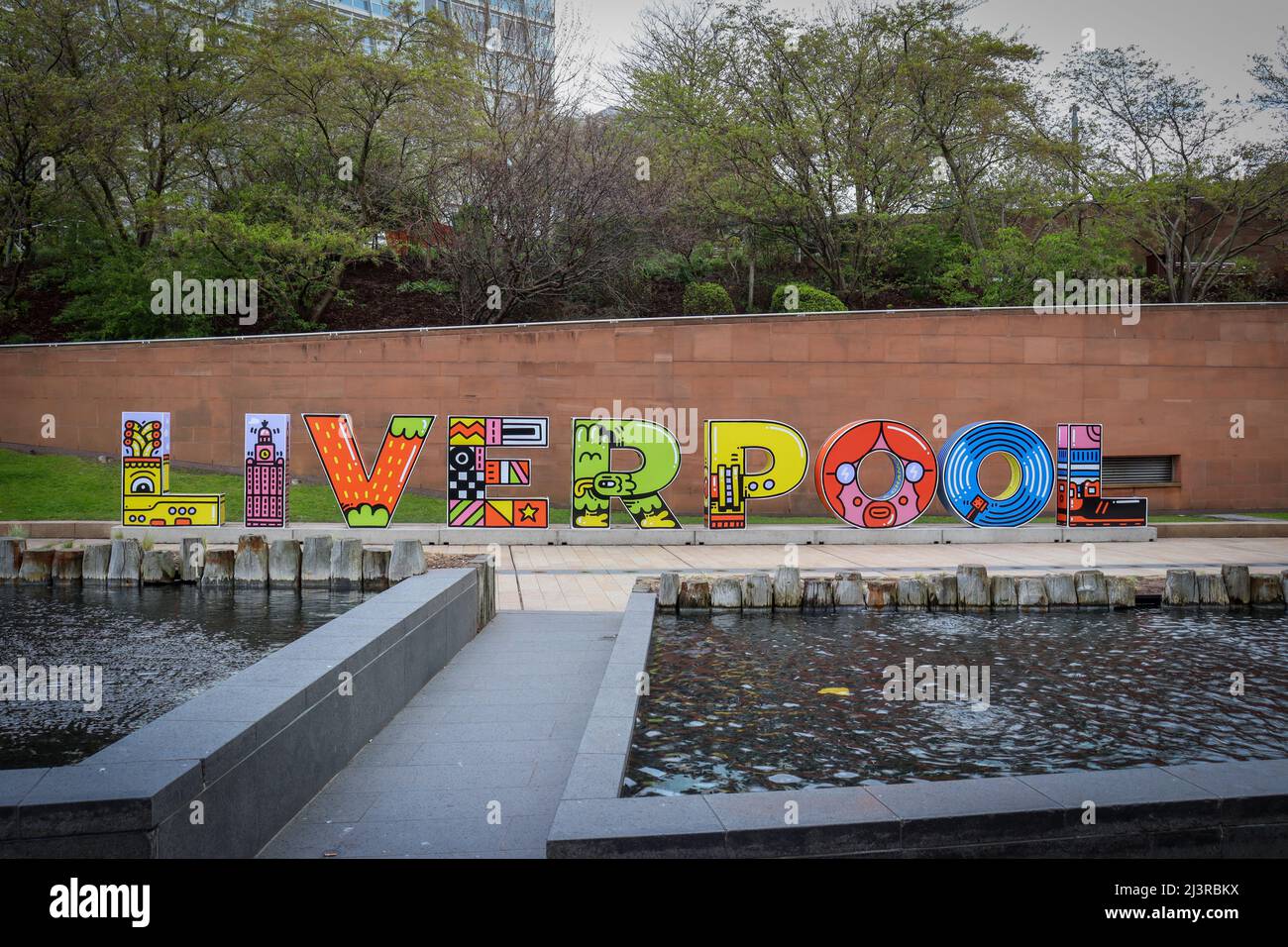 Colourful Liverpool sign at Liverpool ONE Stock Photo Alamy