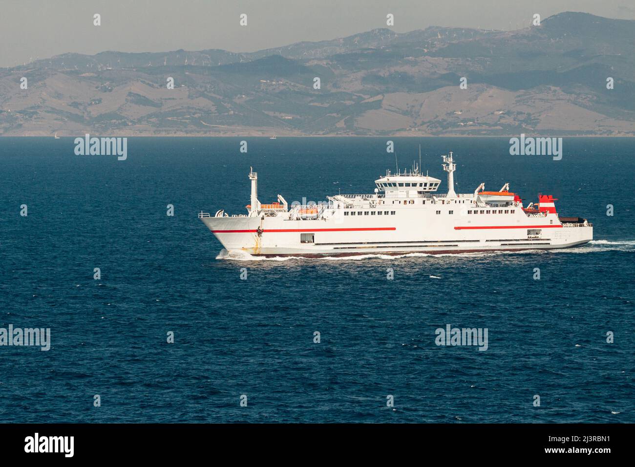 View of a ship sailing in the sea. Stock Photo