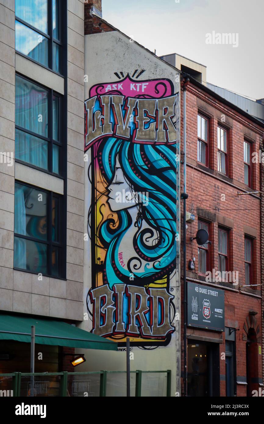 Liverpool 'Liver Bird' street art Stock Photo