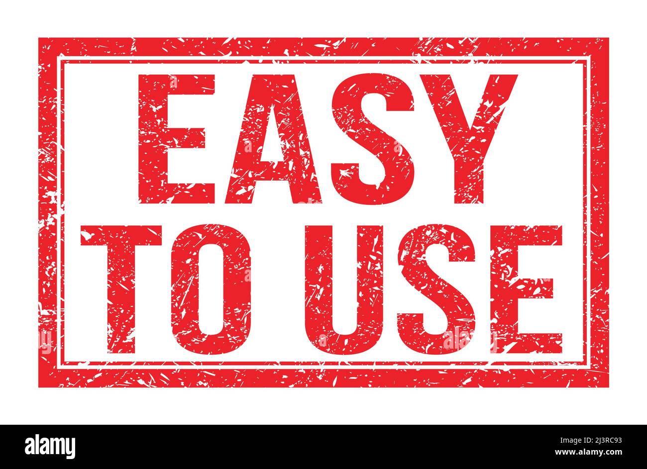 EASY TO USE, words written on red rectangle stamp sign Stock Photo - Alamy