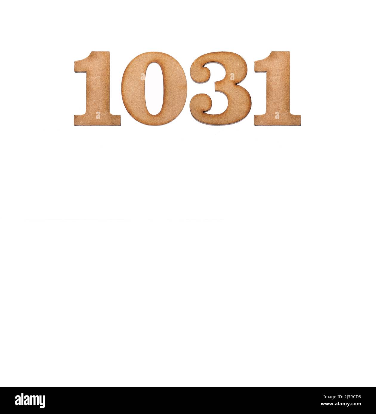 Number 1031 in wood, isolated on white background Stock Photo - Alamy
