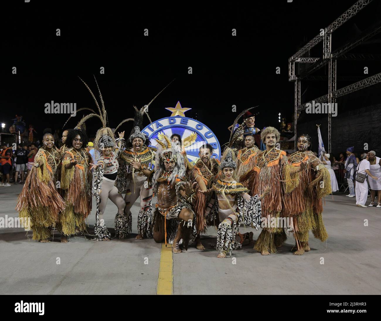 April 9, 2022: Members of the Aguia de Ouro samba school take part in