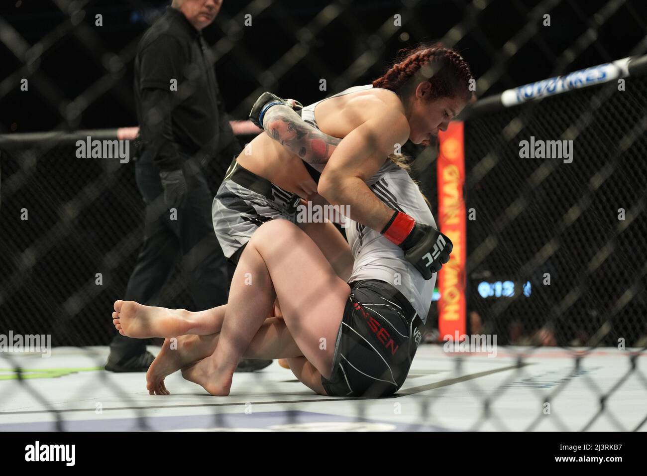 JACKSONVILLE, FL APRIL 9 Piera Rodríguez (top) controls the body of