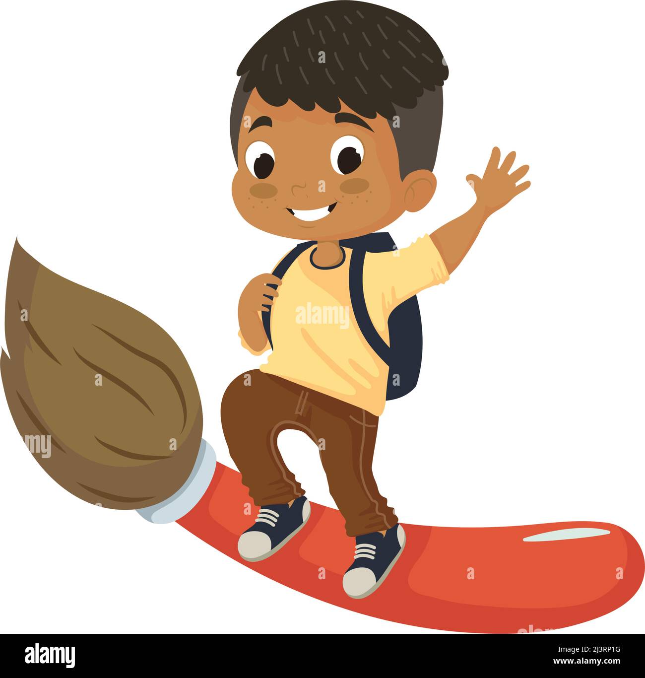 student boy on paint brush, isolated Stock Vector Image & Art - Alamy