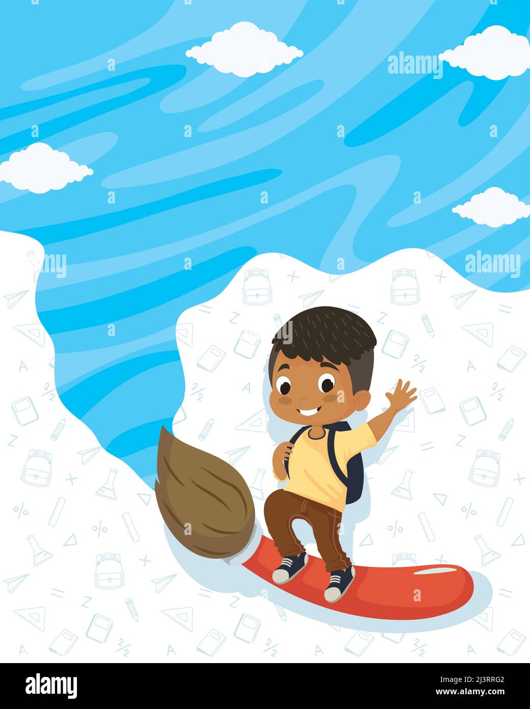 happy school boy and paint brush Stock Vector Image & Art - Alamy