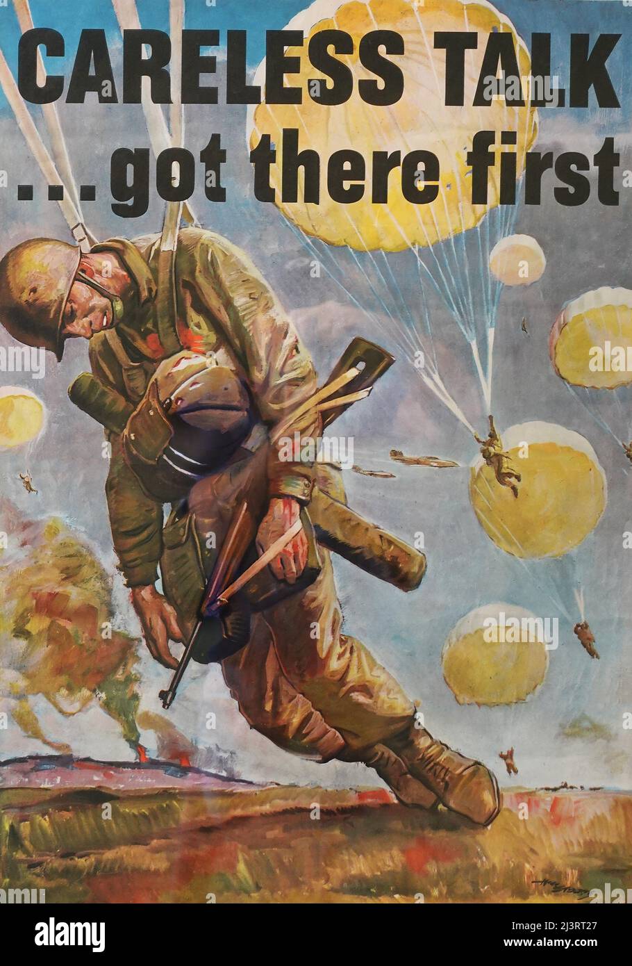 Classic World War II poster urging Americans not to let secrets slip out. Stock Photo