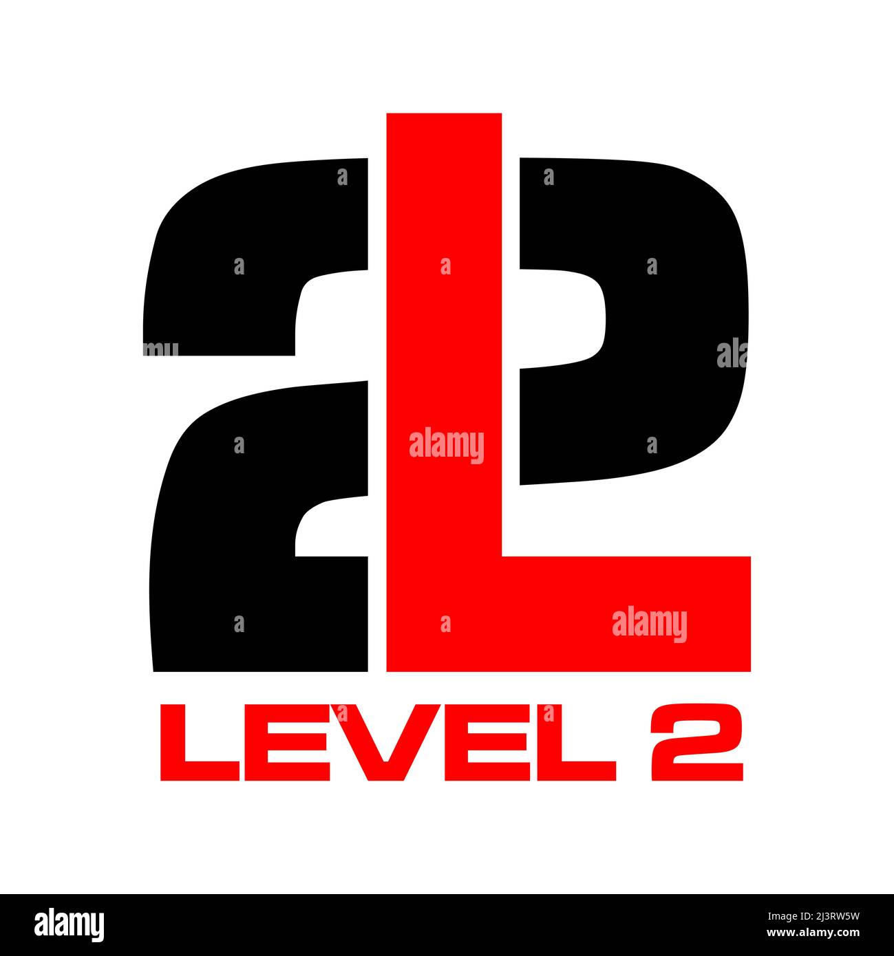 Level 2 icon. Flat design. Vector Illustration on white background. Stock Vector