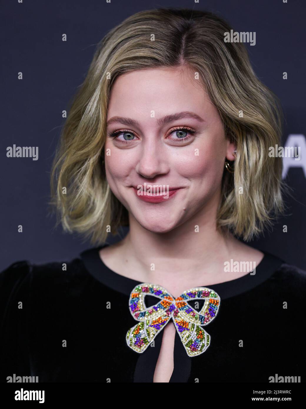 HOLLYWOOD, LOS ANGELES, CALIFORNIA, USA - APRIL 09: American actress Lili Reinhart arrives at the 2022 PaleyFest LA - The CW's 'Riverdale' held at the Dolby Theatre on April 9, 2022 in Hollywood, Los Angeles, California, United States. (Photo by Xavier Collin/Image Press Agency/Sipa USA) Stock Photo