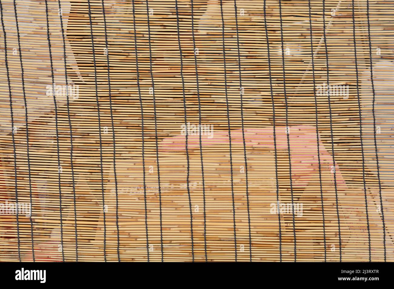 bamboo curtain, bamboo wooden curtain texture pattern for background Stock Photo