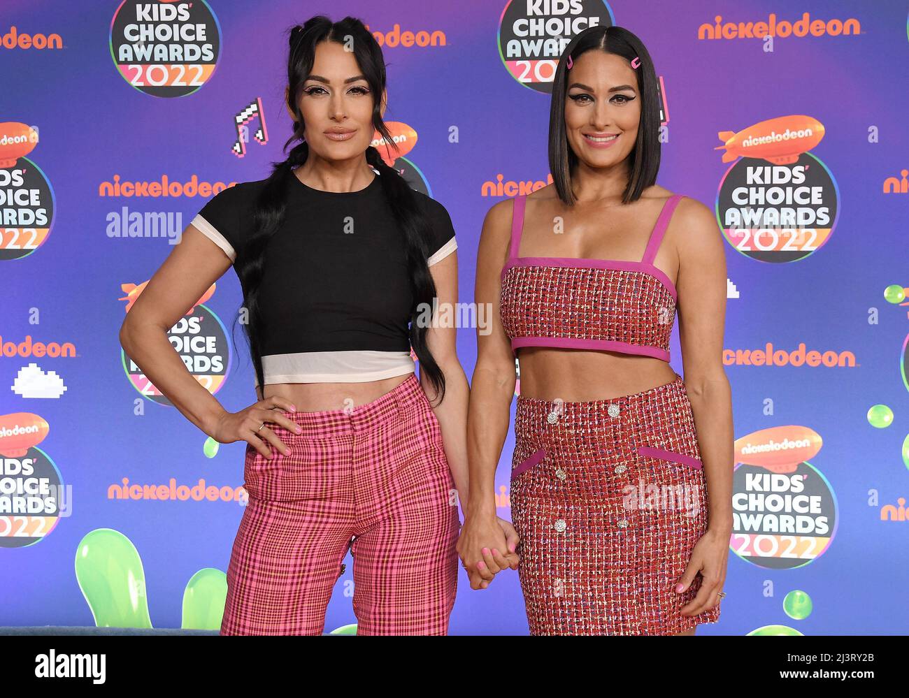 Wrestlers Nikki Bella (L) and Brie Bella arrive for the 44th annual E!  People's Choice Awards at the Barker Hangar in Santa Monica, California on  November 11, 2018. Photo by Jim Ruymen/UPI