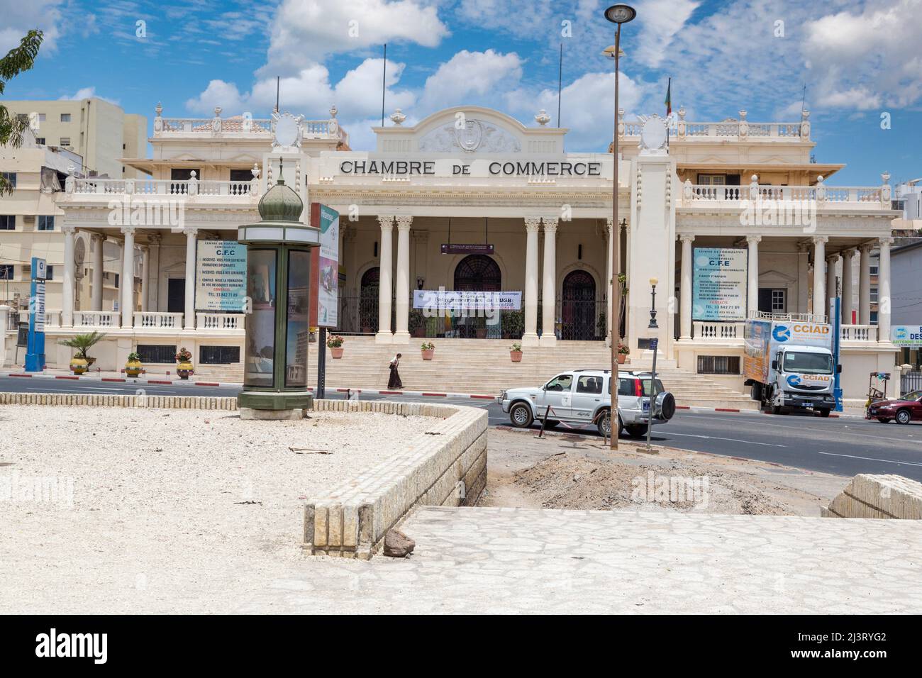 Dakar, Senegal.  Chamber of Commerce, in a Beaux Arts Architectural Style from the French Colonial Period. Stock Photo