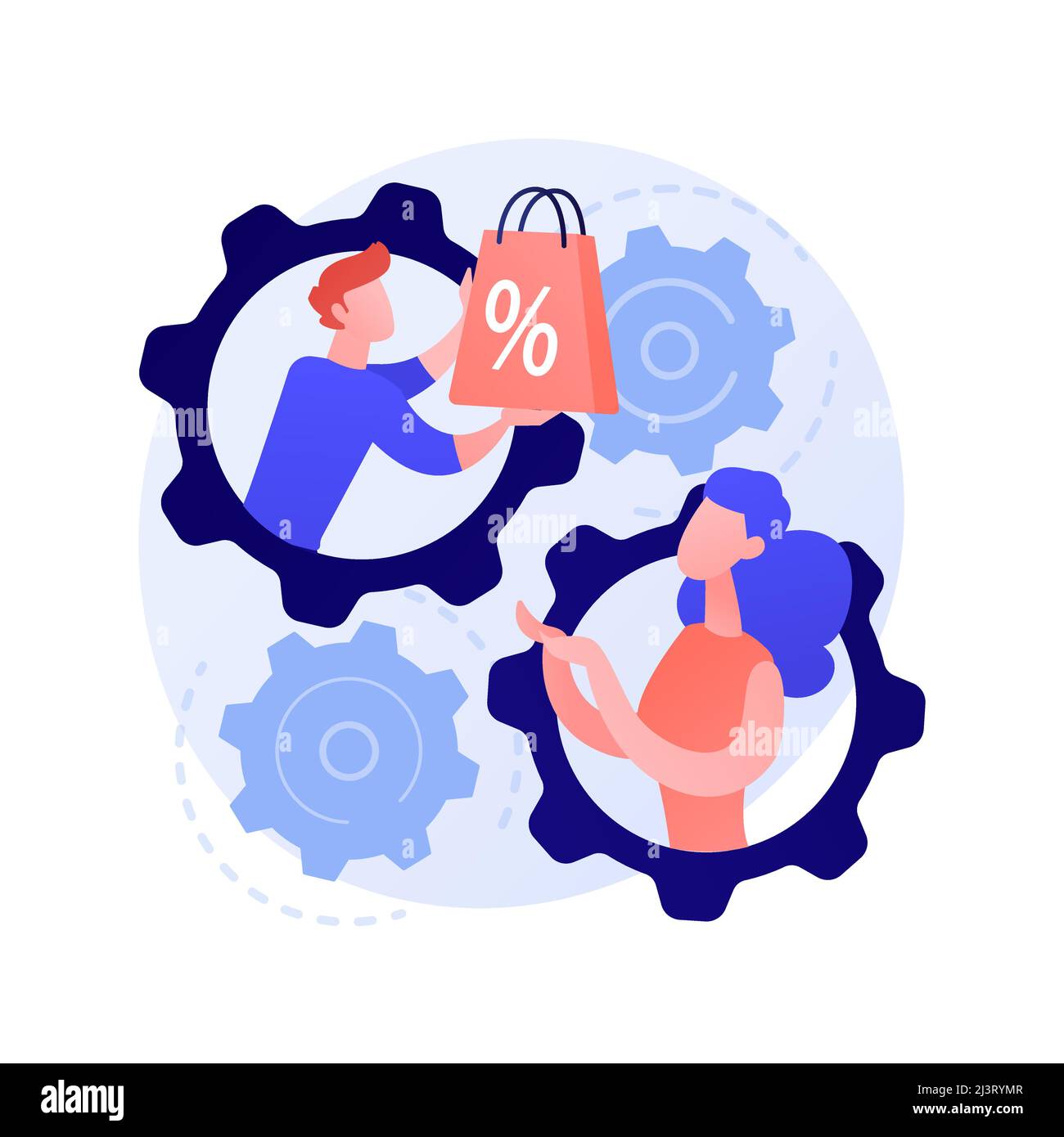 Face to face selling method. Personalized shopping, sales assistant and buyer cooperation, sales promotion. Personalized marketing strategy. Vector is Stock Vector