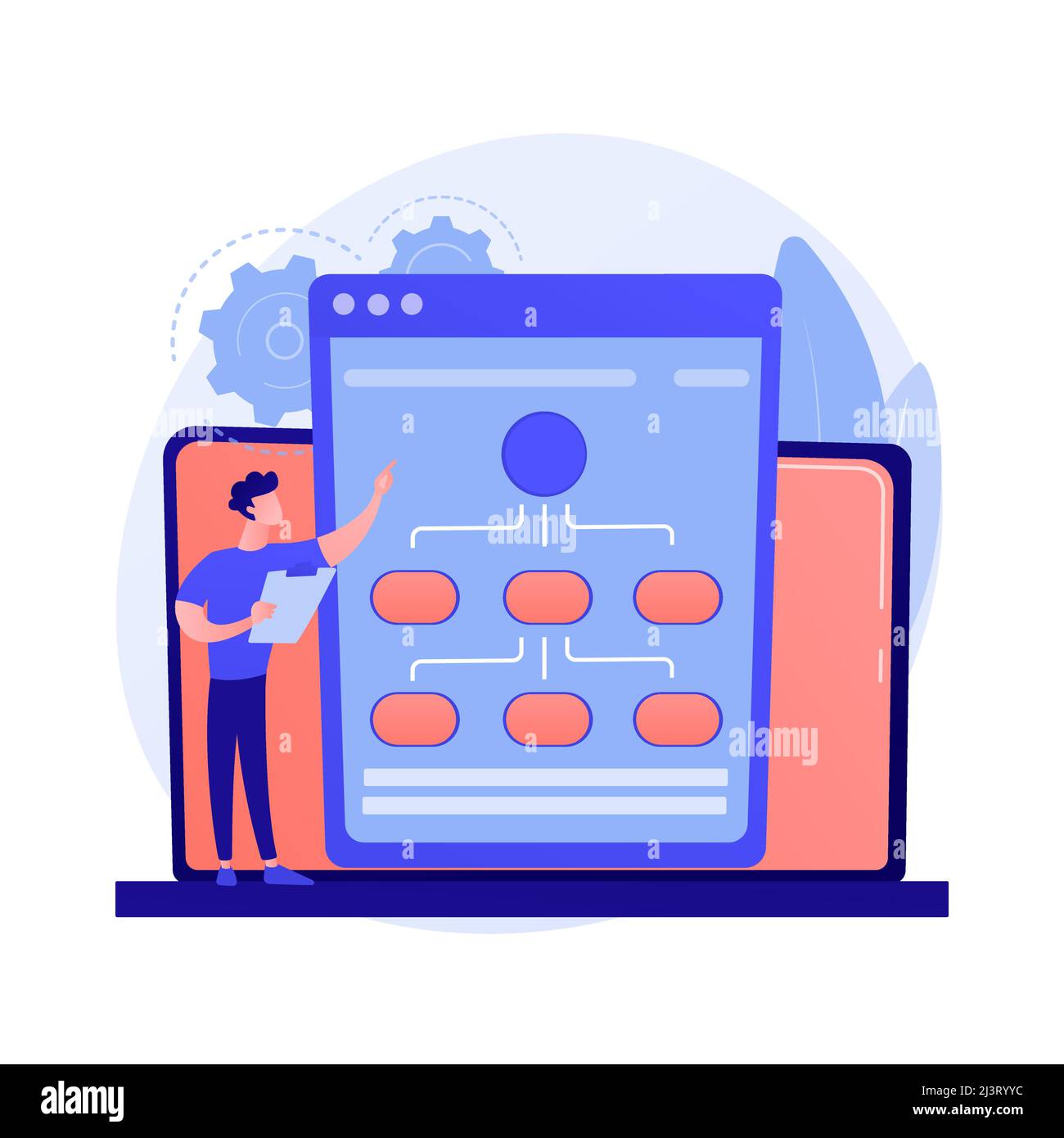 Web hosting service. Information chains and content management. Networking, connection, synchronization. Internet server, data storage. Vector isolate Stock Vector