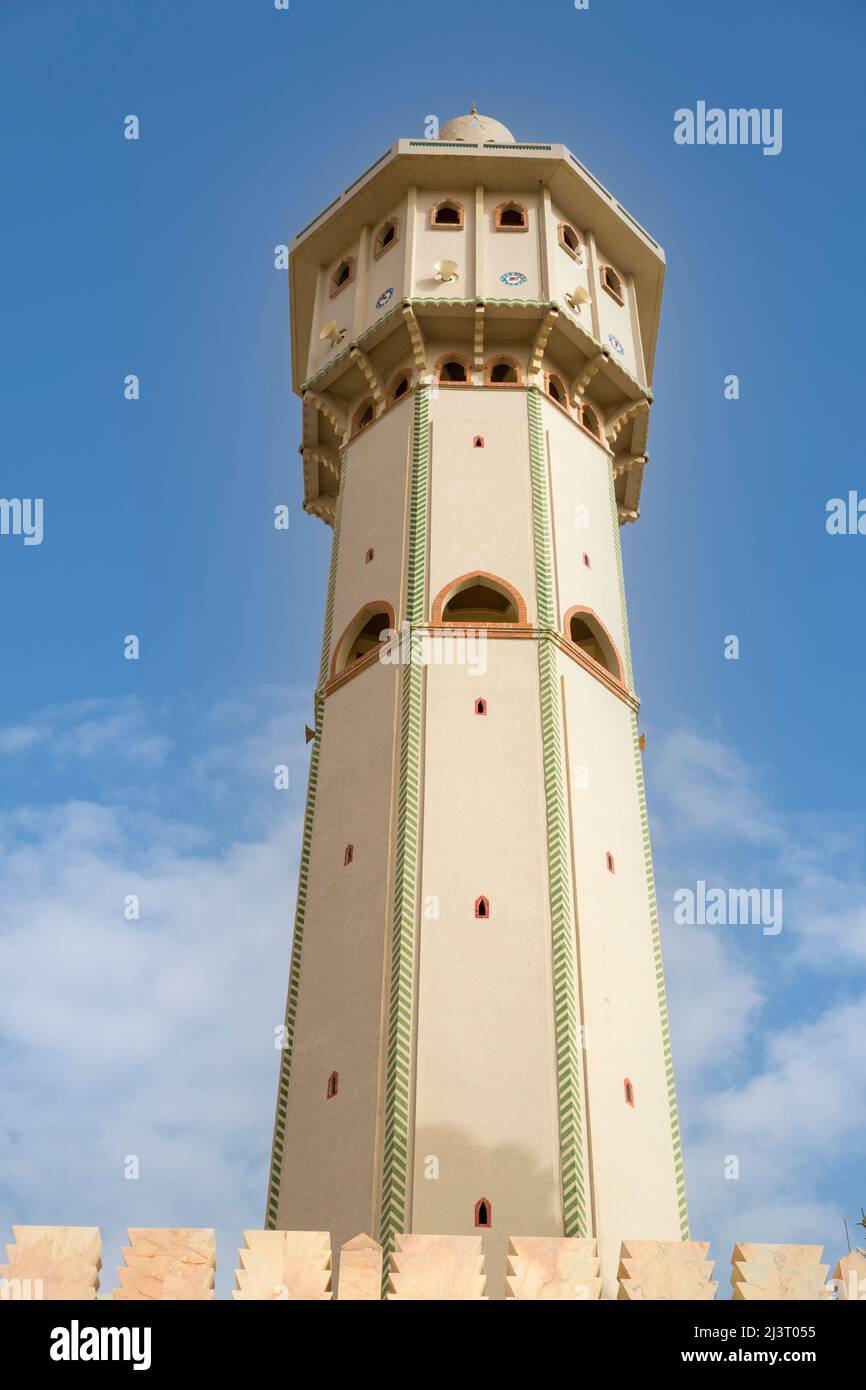 Senegal, Touba.  Lamp Fall, the Highest Minaret of the Grand Mosque.  285 feet. Stock Photo