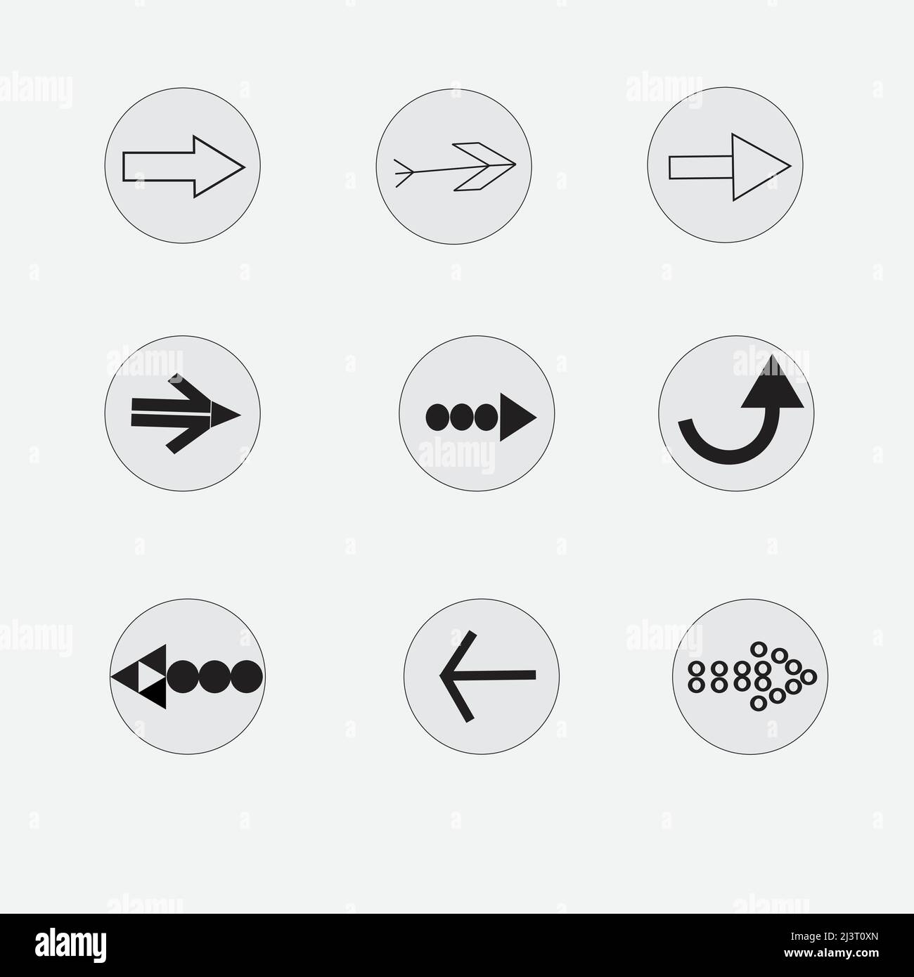 Different types of arrows, vectors on white background Stock Vector