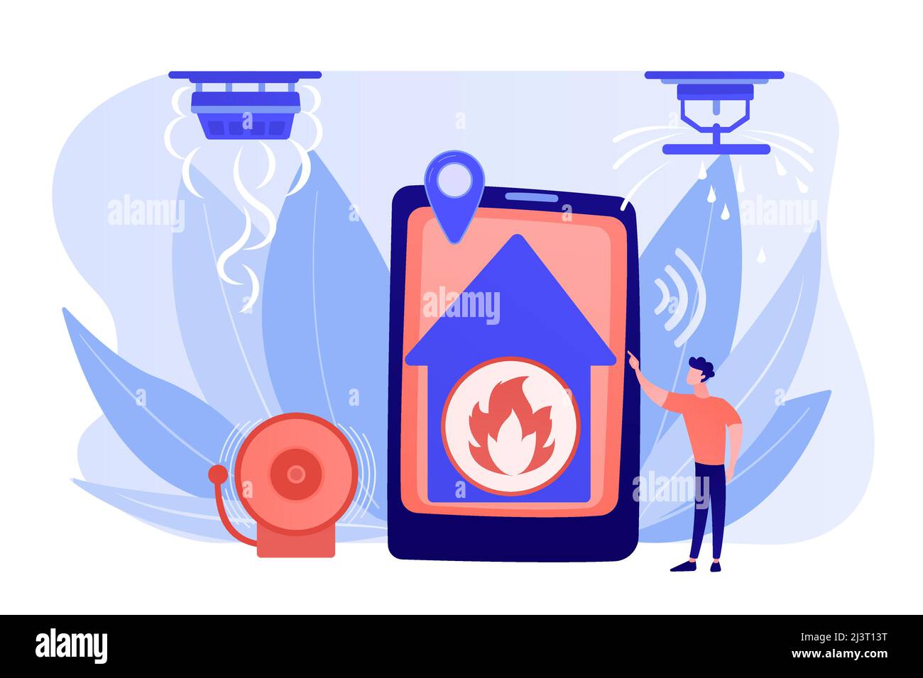 Flame in house remote notification. Smart home, high tech. Fire alarm