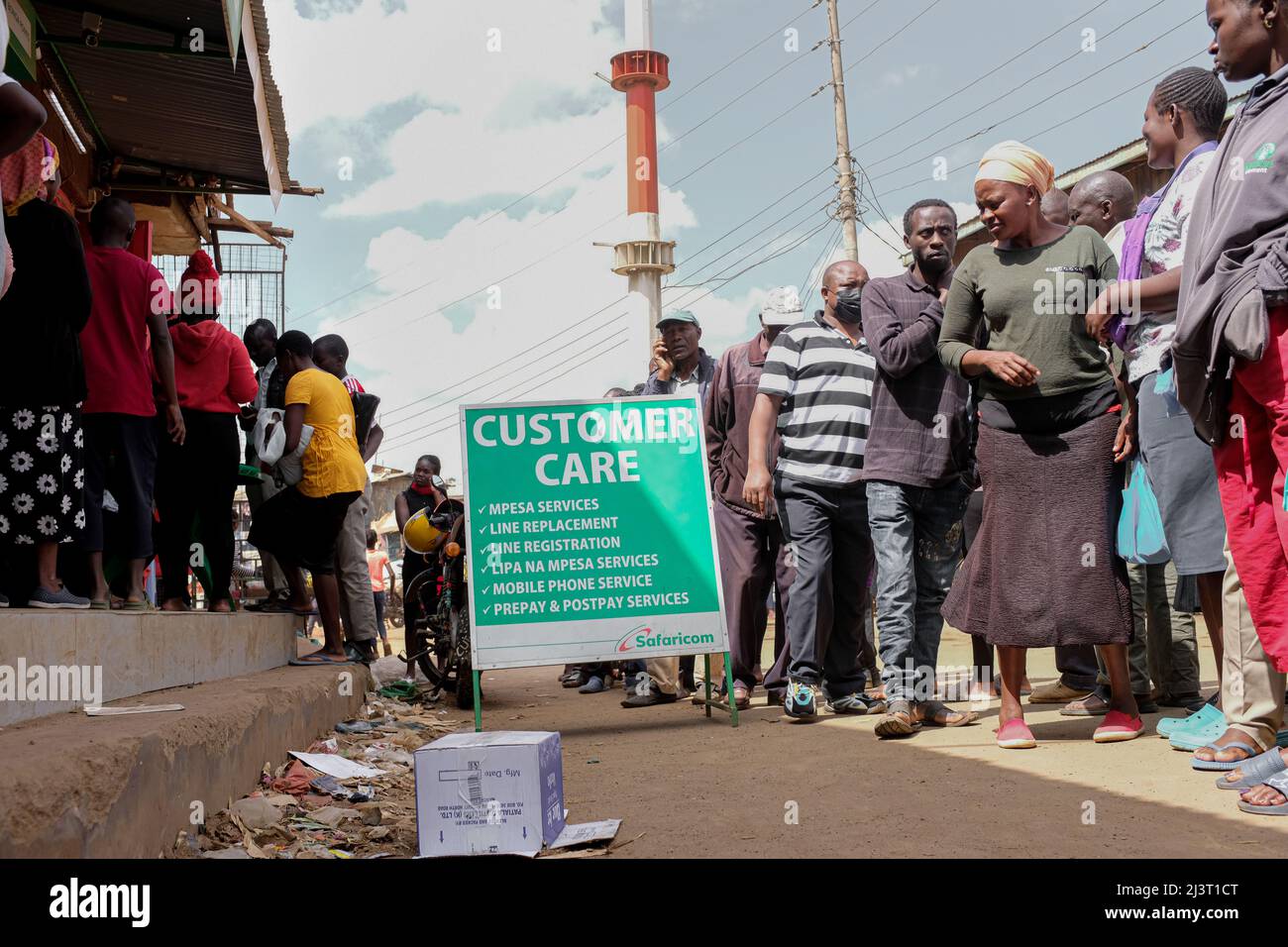 Nairobi, Kenya. 09th Apr, 2022. Locals queue up for new Sim Card