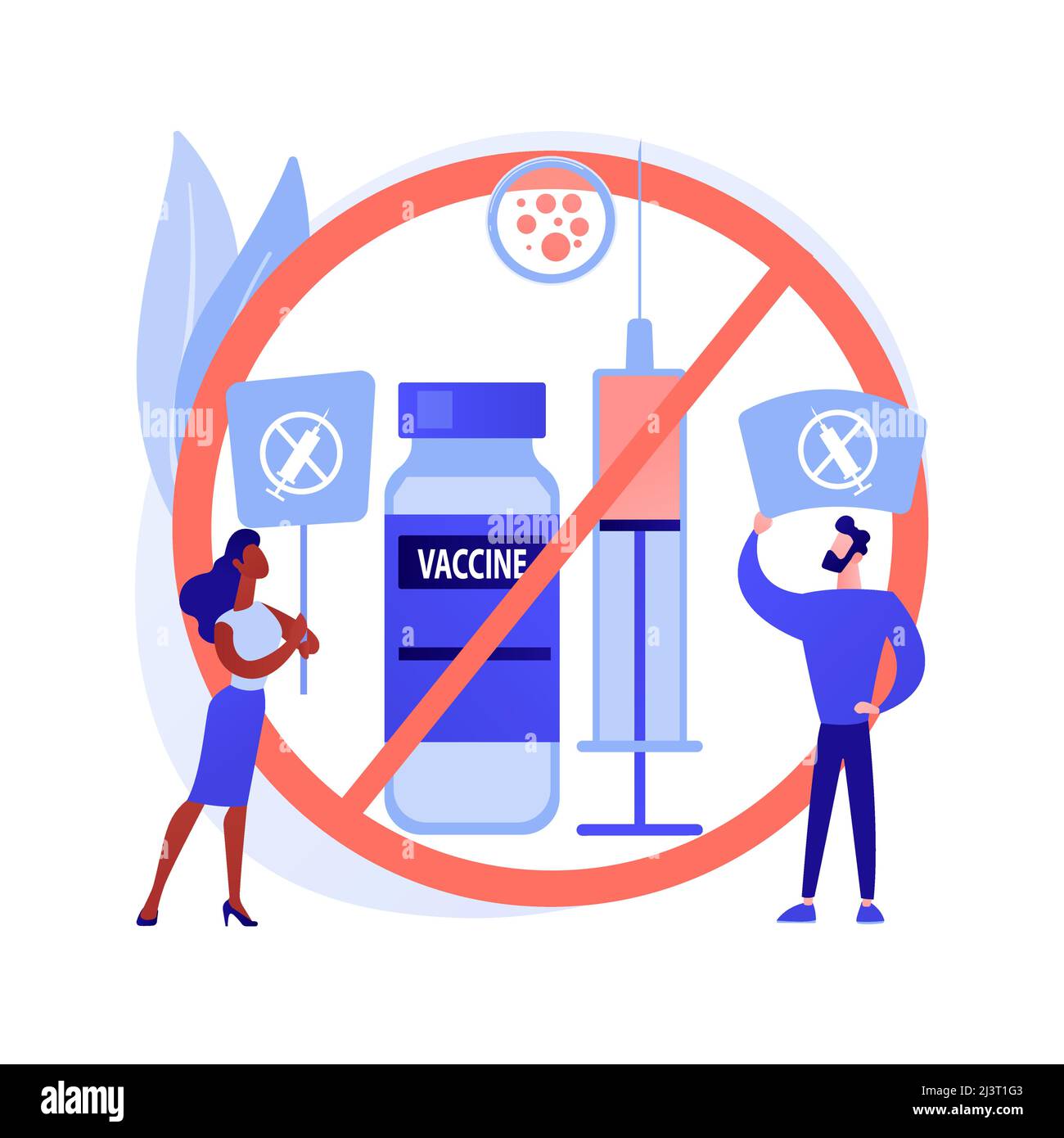 Cartoon Refusing Injection Refusal of vaccination abstract concept vector illustration. Vaccine ...