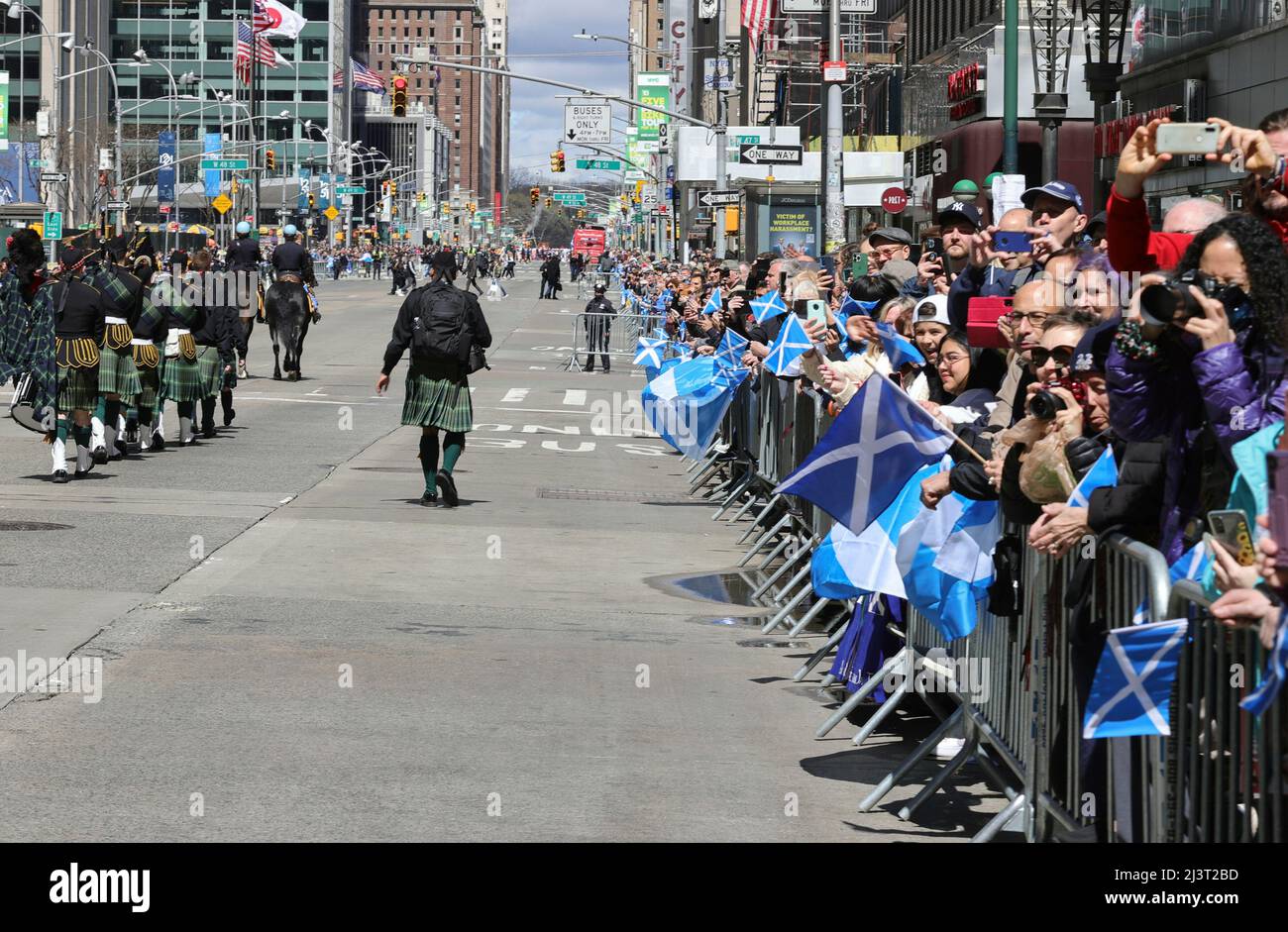 Sixth Avenue, New York, USA, April 09, 2022 Thousands of People