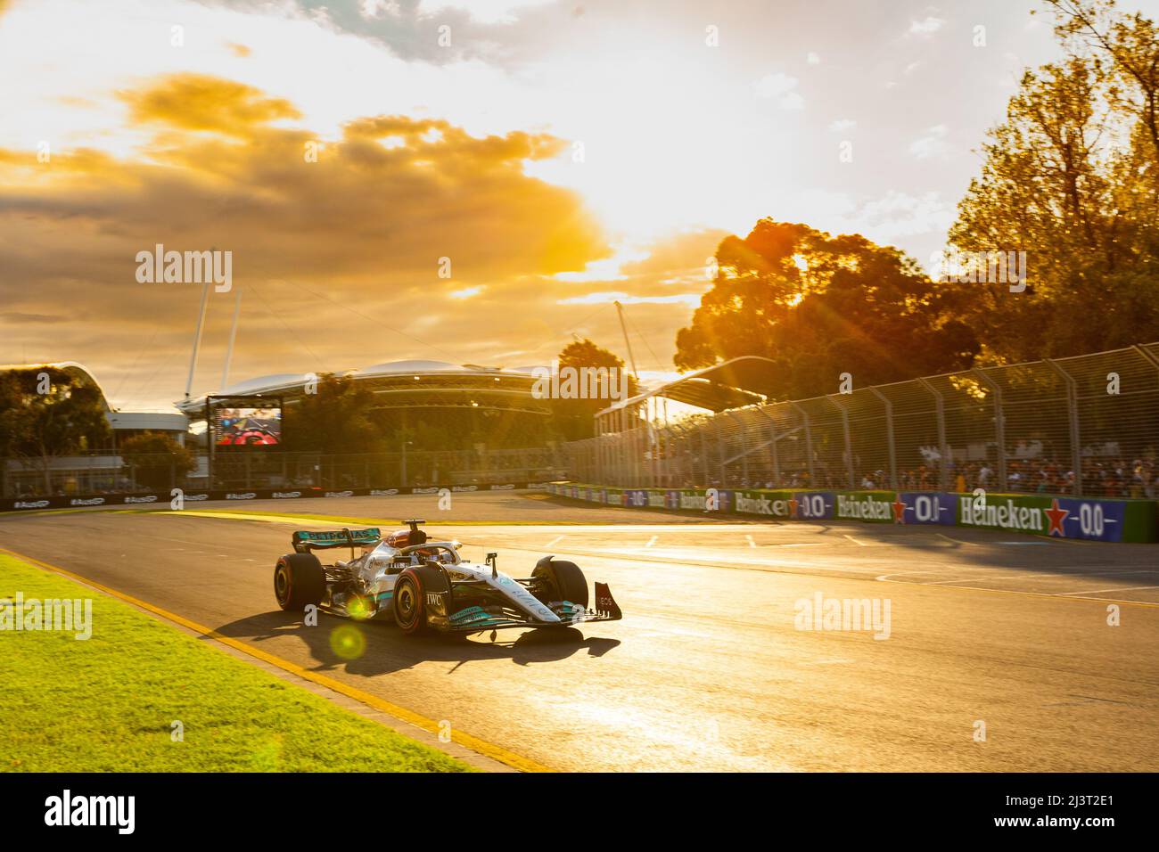Melbourne, Australia. 09th Apr, 2022. George Russell of Great Britain drives the number 63 Mercedes AMG Petronas F1 Team W13 during qualifying ahead of the 2022 Australian Grand Prix at the Albert Park Grand Prix circuit. Credit: SOPA Images Limited/Alamy Live News Stock Photo
