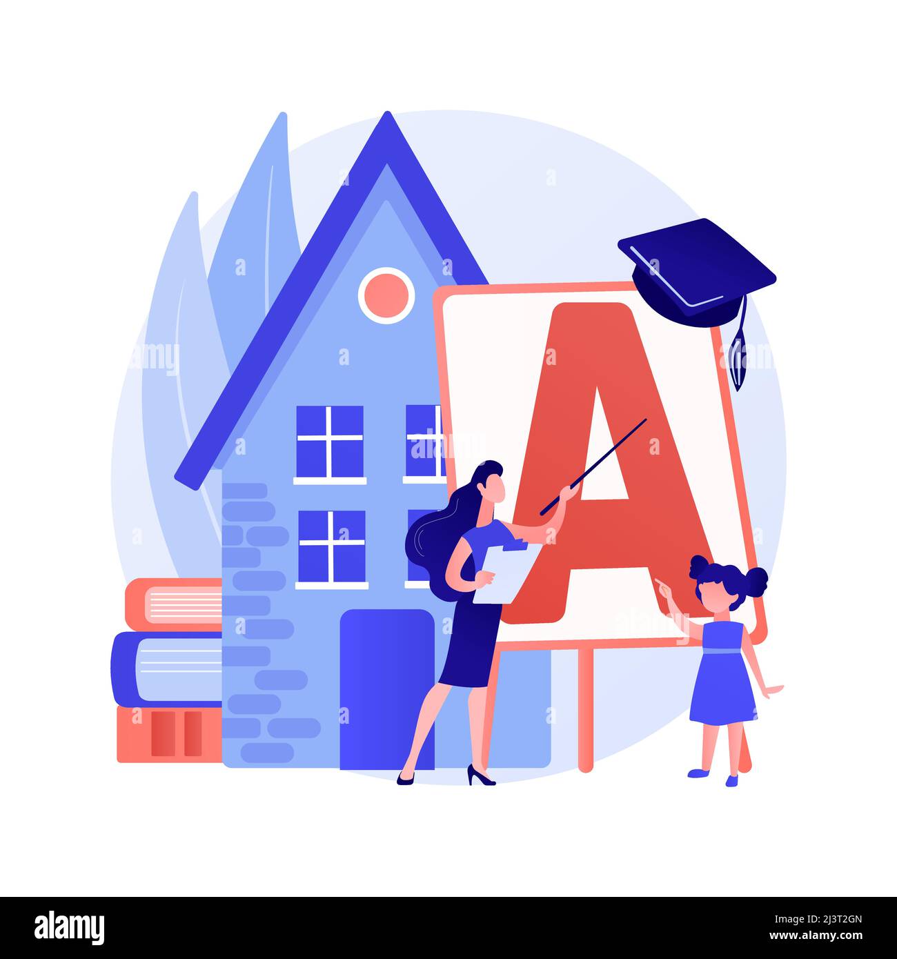 Home-school your kids abstract concept vector illustration. Distance learning, remote home education, structured school program, parents help kids stu Stock Vector