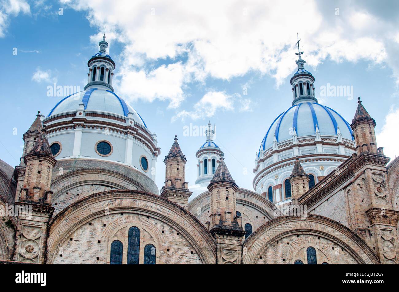 Domes of the Cathedral of the Immaculate Conception or New Cathedral of Cuenca Stock Photo