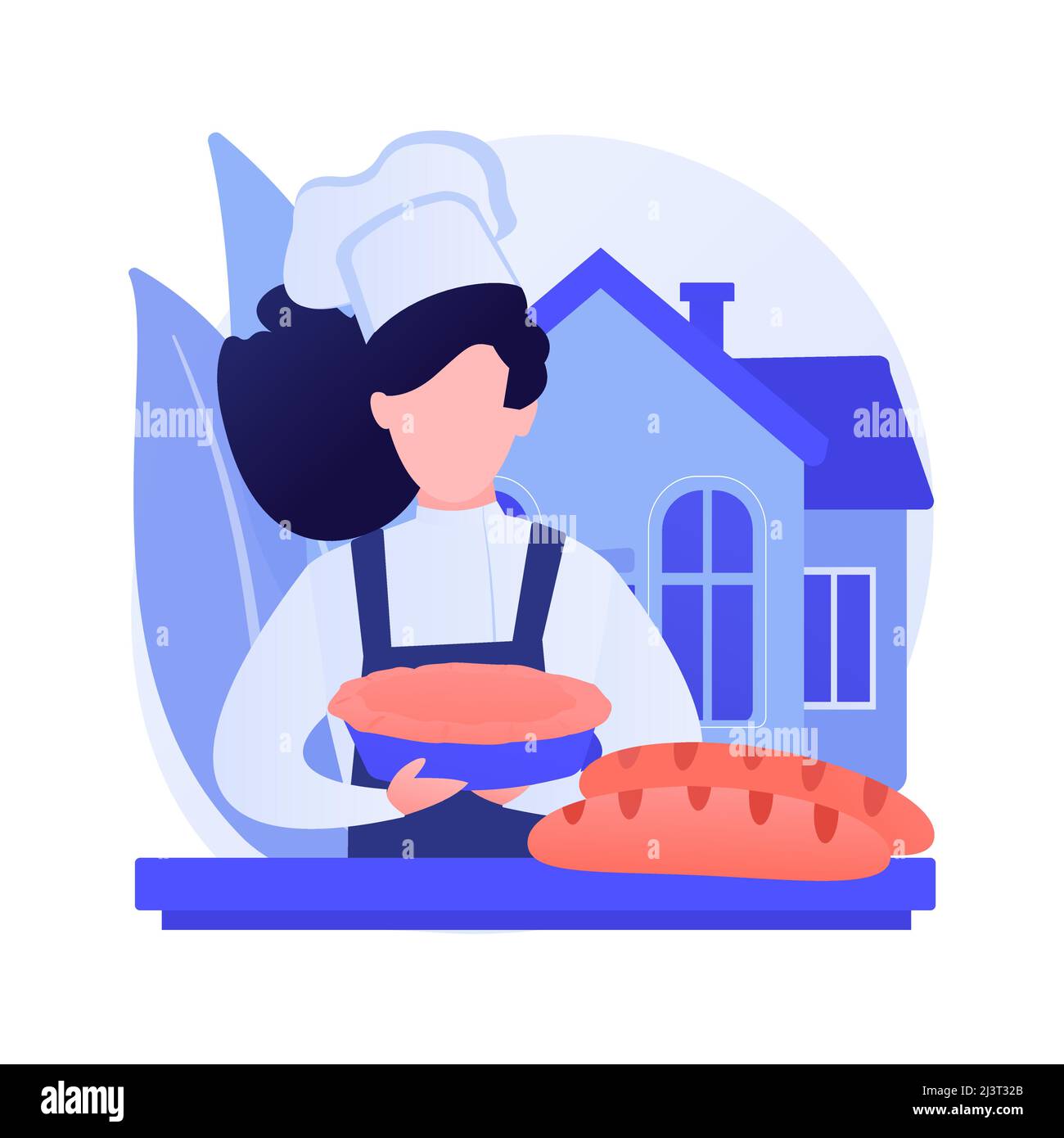 Baking bread abstract concept vector illustration. Quarantine cooking, family recipe, baking yeast, stay at home, social distancing, stress relief, wa Stock Vector