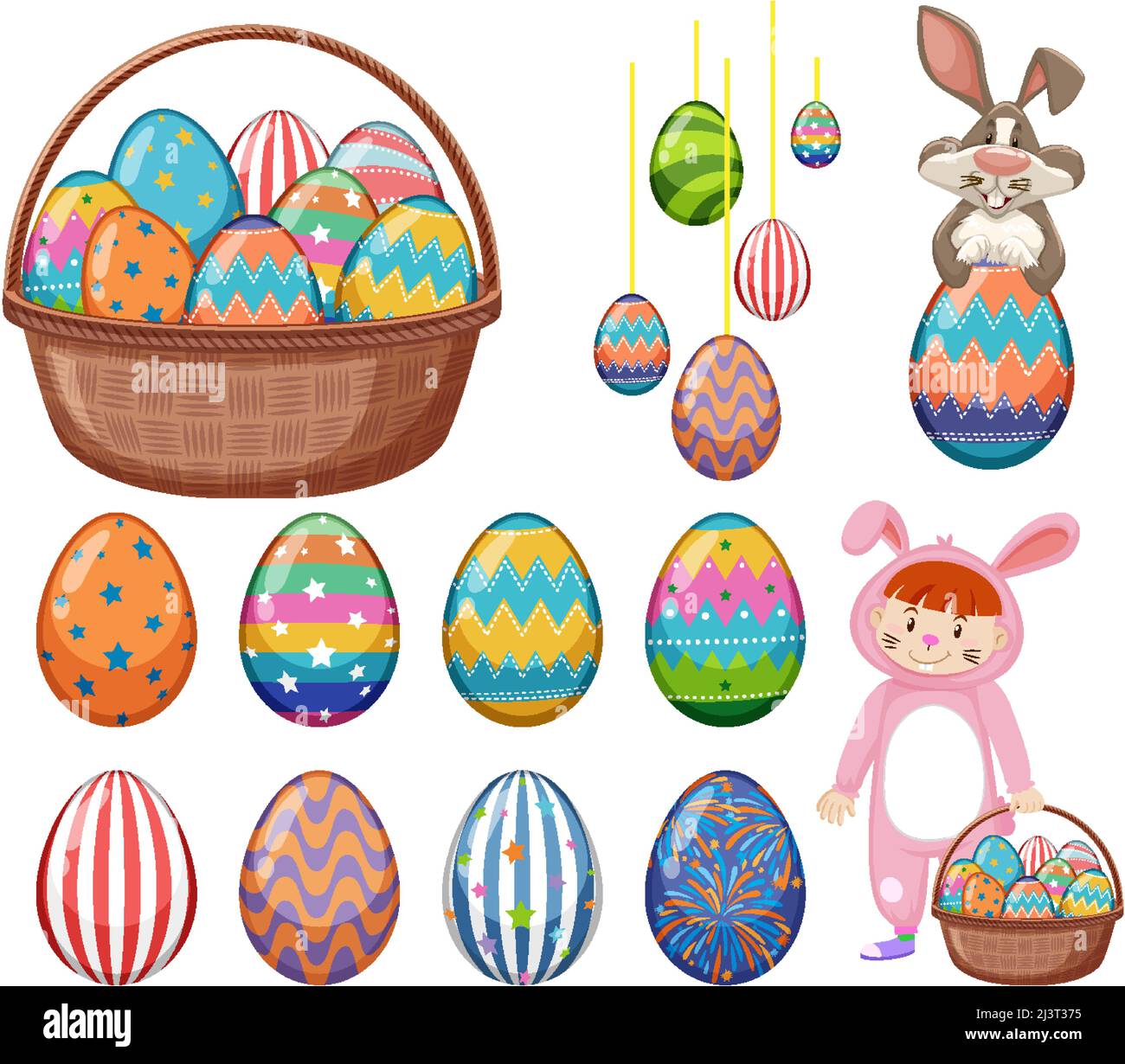 Easter theme with bunny and eggs illustration Stock Vector Image & Art ...