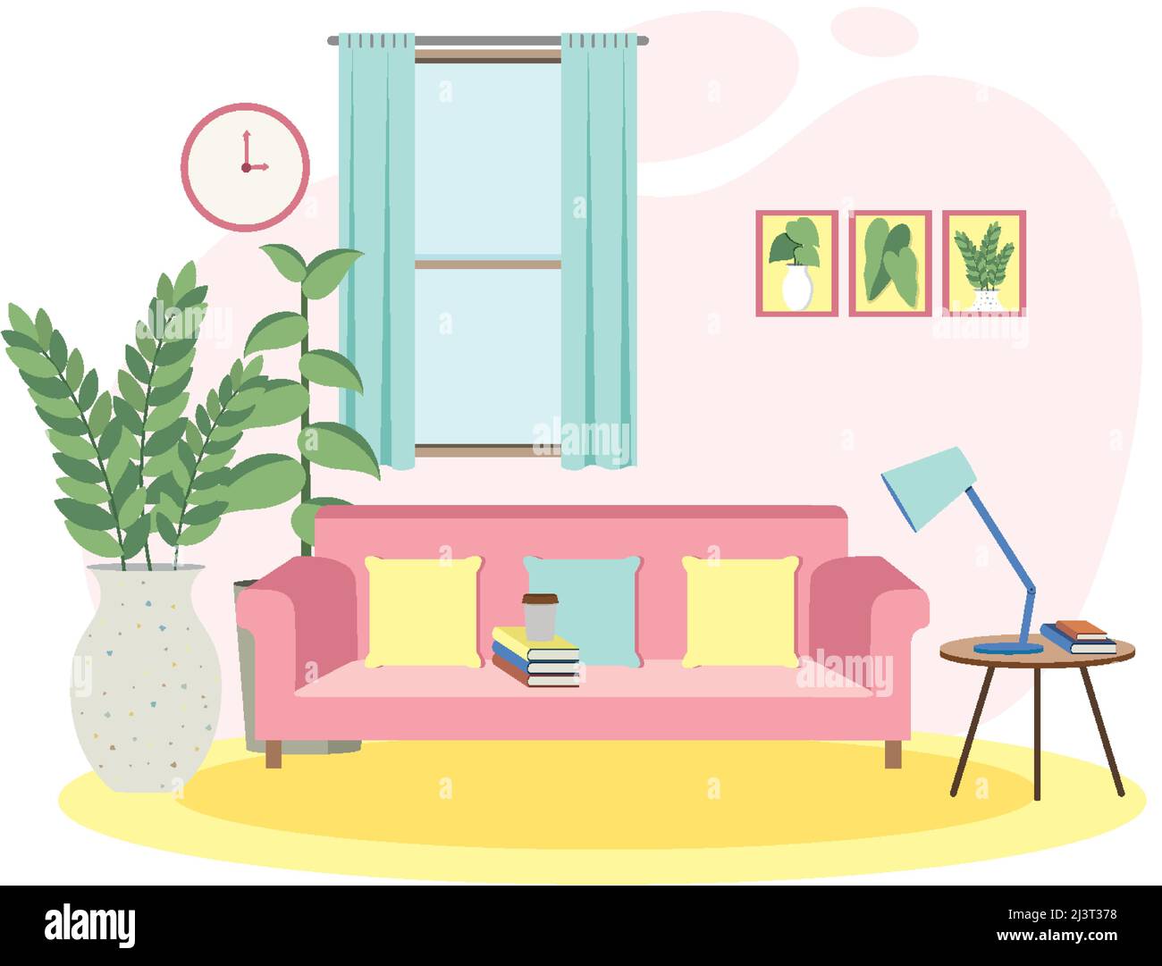 Living room interior concept in flat design illustration Stock Vector ...